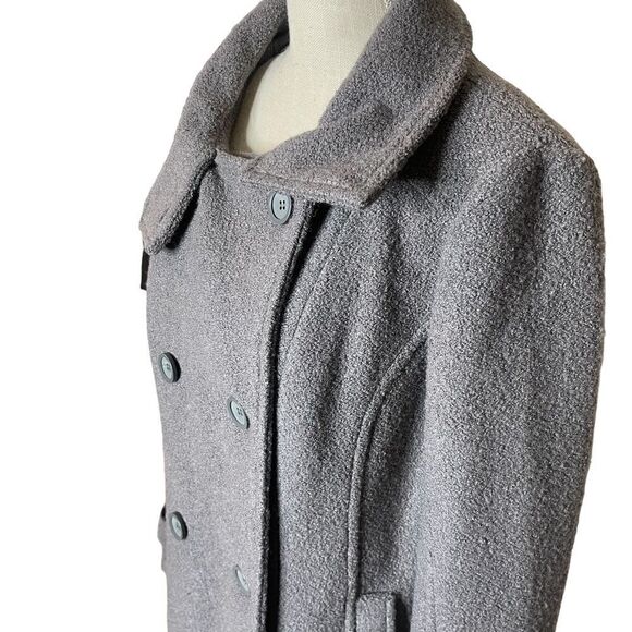 BNCI Blanc Noir Textured Gray Wool Blend Pea Coat - Picture 10 of 15